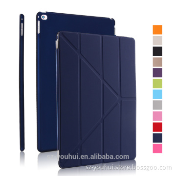 New Arrival Fashion 3 Stands Folded PU Smart Front Flip Cover Stand Hard Back Case for iPad Pro